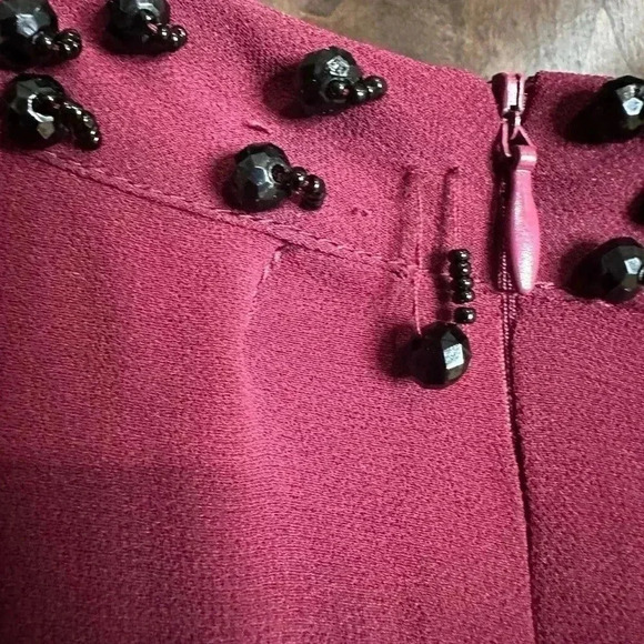 By Artisan dress maroon Women’s Size S midi black beaded high neck - Picture 3 of 7